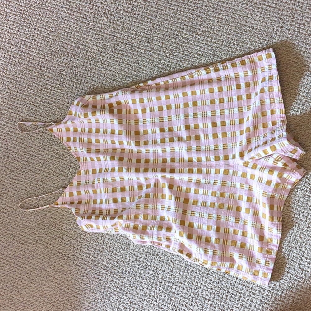 Lou and Grey Pink and Gold Plaid Romper